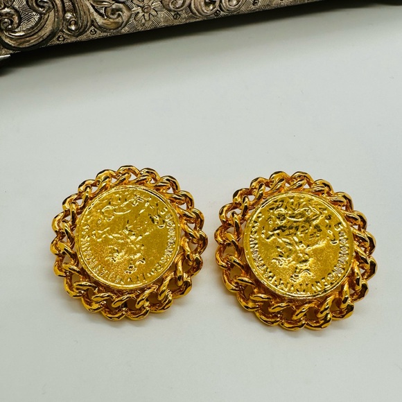 Vintage Ornate Medallion Statement Earrings - Picture 11 of 13